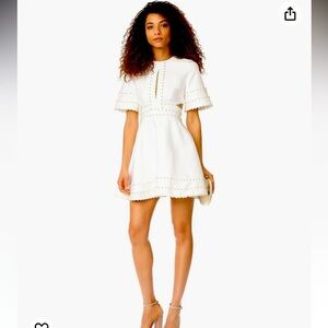 KEEPSAKE THE LABEL All In Love Fit and Flare Mini Dress Gold Accents NWT